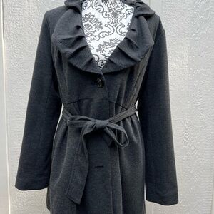 Carole little Woman’s Belted Y2K Collar Coat Jacket Sz XL